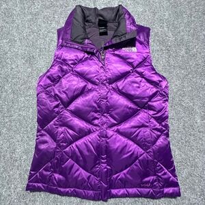 The North Face 550 Down Vest Women's Small Purple Puffer Quilted Goose Down Warm